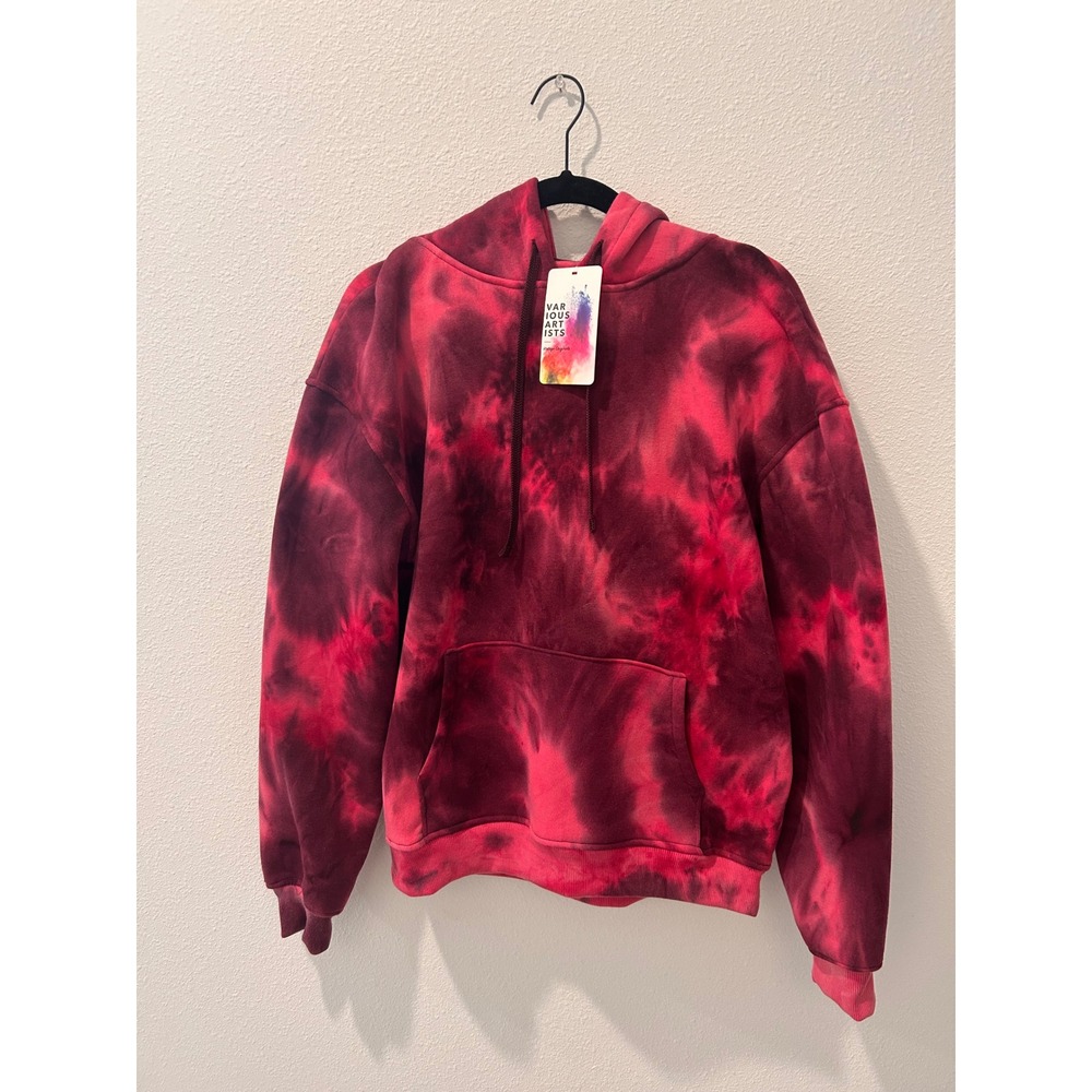 Various Artists Los Angeles Red Tie Dye Hoodie Sweatshirt Mens Medium NWT‎